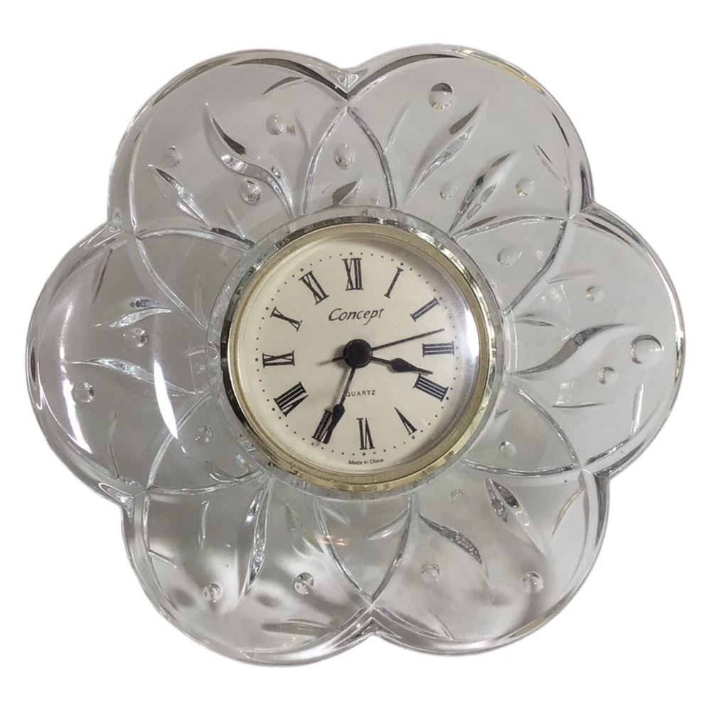 Vintage Concept Quartz Clock Crystal Flower Desk Mantle Clock